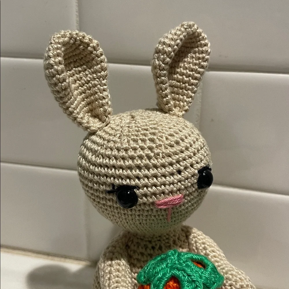 Handcrafted Spring Easter Bunny Rabbit Holiday Decor Amigurui Crochet Carrot - Picture 6 of 10